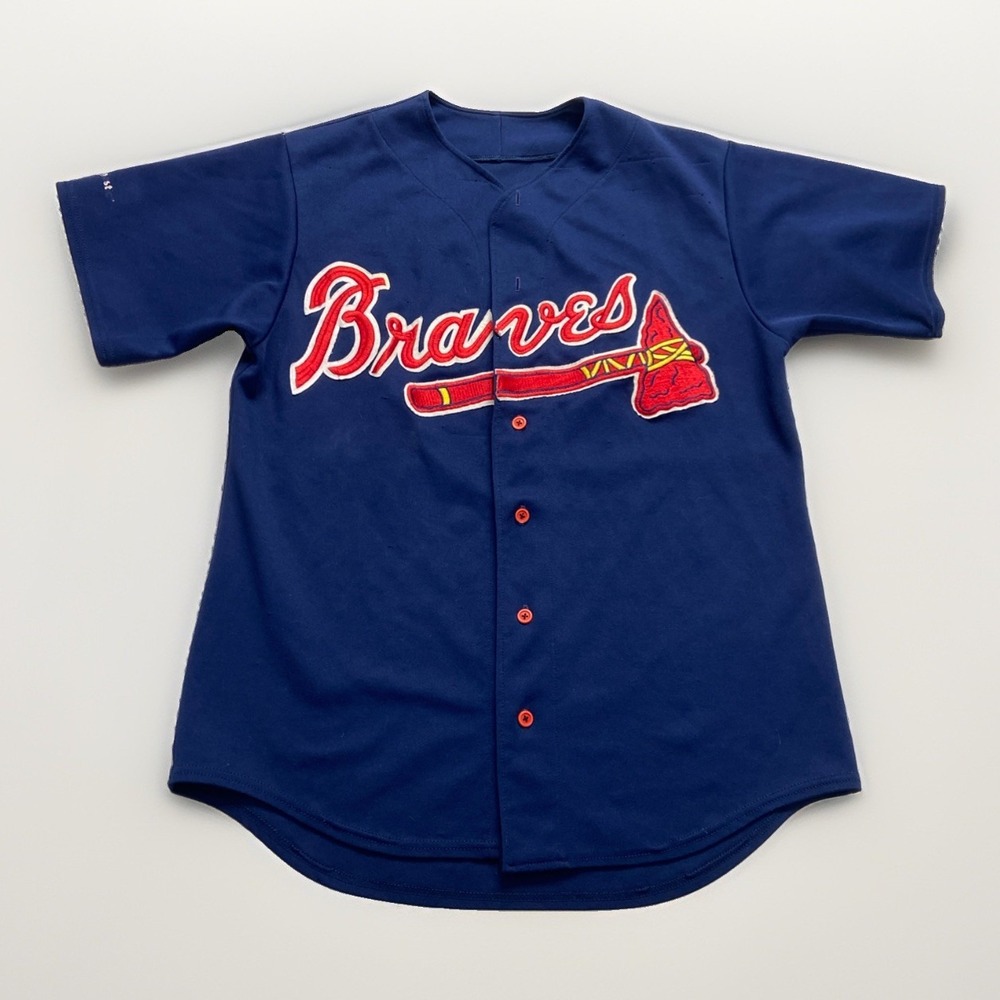 Vintage Atlanta Braves Jersey Mens XL Blue Blank MLB 90s Y2k Majestic